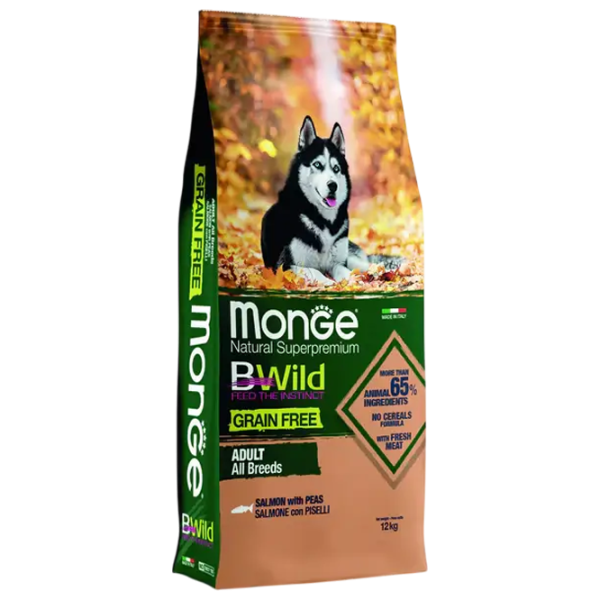 Hrană pentru câini uscată Monge BWILD Grain Free M01211 12 kg / Somon, pește de ocean photo 1 Hrană pentru câini uscată Monge BWILD Grain Free M01211 12 kg / Somon, pește de ocean photo 1