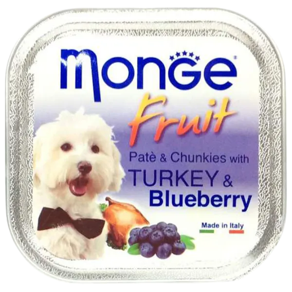 Корм для собак влажный Monge Fruit M01320 0.1 кг / Индейка, смородина photo 1 Корм для собак влажный Monge Fruit M01320 0.1 кг / Индейка, смородина photo 1