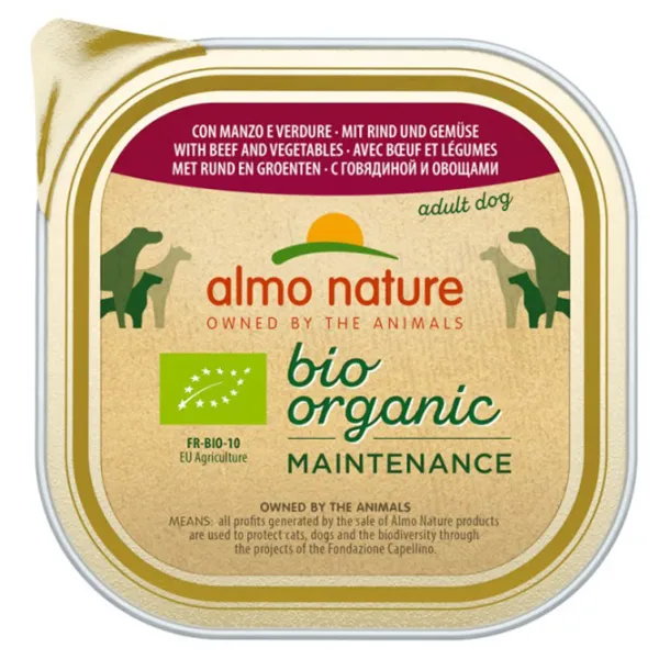 Hrană pentru câini umedă Almo Nature Bio Organic Alu 0.3 kg/ Vită, legume photo 1