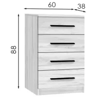 Comodă Modern Kenon 4S 88 x 60 x 38/ PAL/ Stejar Craft Alb photo 2