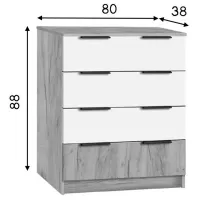 Comodă Modern Komfort 4B 88 x 80 x 38/ PAL/ Alb photo 2