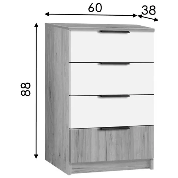 Комод Modern Komfort 4S 88 x 60 x 38см/ ДСП/ Белый photo 2