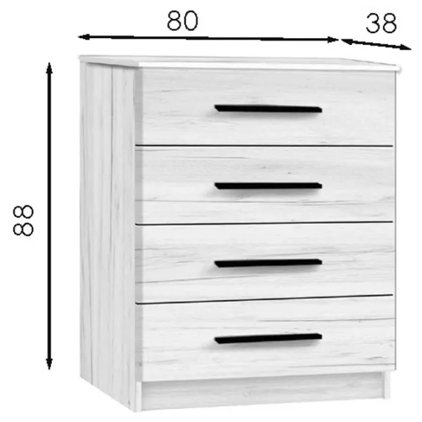Комод Modern Kenon 4B 88 x 80 x 38см/ ДСП/ Дуб Крафт Белый photo 3