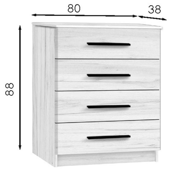 Комод Modern Kenon 4B 88 x 80 x 38см/ ДСП/ Дуб Крафт Белый photo 3