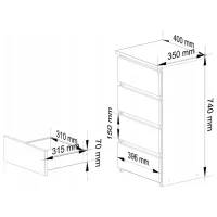 Comodă Akord CL4 74 x 40 x 35/ LPAL/ Stejar Sonoma photo 4