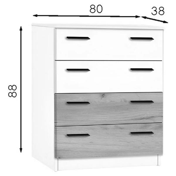 Комод Modern Andi 4B 88 x 80 x 38см/ ДСП/ Дуб Крафт Серый photo 3
