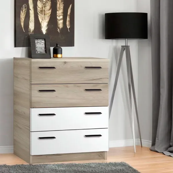 Комод Modern Andi 4B 88 x 80 x 38см/ ДСП/ Дуб Крафт Серый photo 2