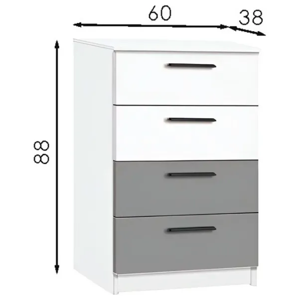 Комод Modern Andi 4S 88 x 60 x 38см/ ДСП/ Серый photo 2