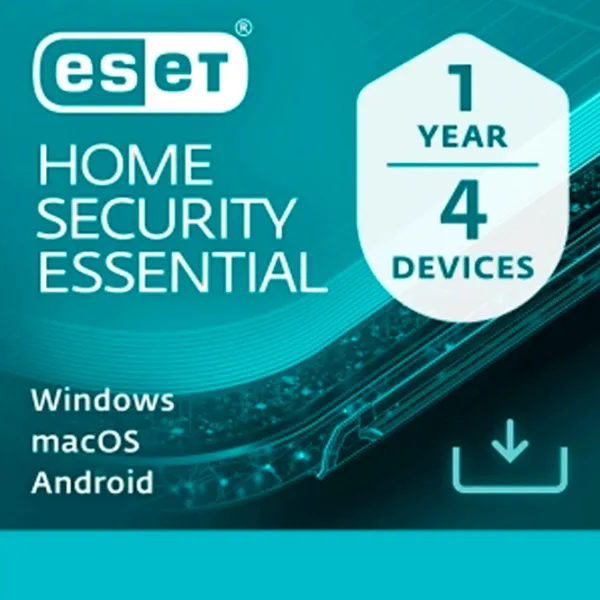 Antivirus ESET Home Security ESSENTIAL 1 year for 4 dev X86/ X64 4/ Карточка photo 1