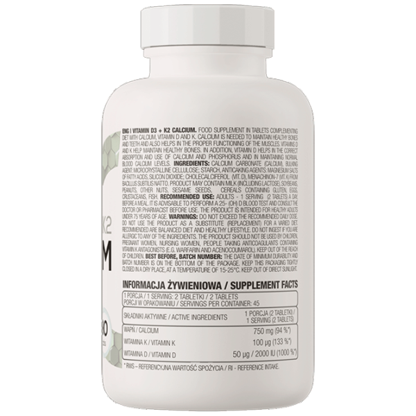 Витамины и минералы OstroVit Vitamin D3 + K2 + Calcium 90 tabs (5902232618624) 90 photo 3 Витамины и минералы OstroVit Vitamin D3 + K2 + Calcium 90 tabs (5902232618624) 90 photo 3