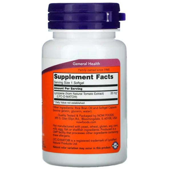 Vitamine și minerale Now Foods LYCOPENE 20 MG (733739030627) 50 photo 2 Vitamine și minerale Now Foods LYCOPENE 20 MG (733739030627) 50 photo 2