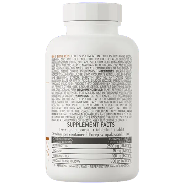 Витамины и минералы OstroVit Biotin Plus (5903246225075) 100 photo 3 Витамины и минералы OstroVit Biotin Plus (5903246225075) 100 photo 3
