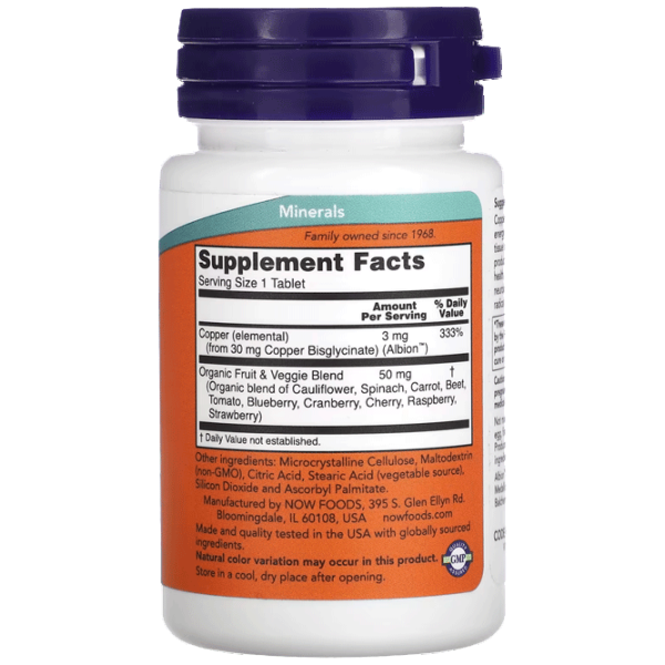 Vitamine și minerale Now Foods COPPER GLYCINATE (733739014337) 120 photo 2 Vitamine și minerale Now Foods COPPER GLYCINATE (733739014337) 120 photo 2