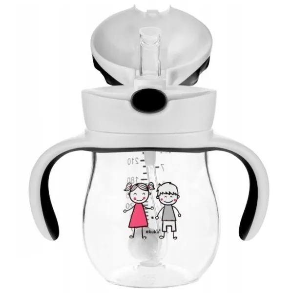 Sticluță cu pai Akuku A0034 250 ml 12 luni/ Plastic/ White photo 2