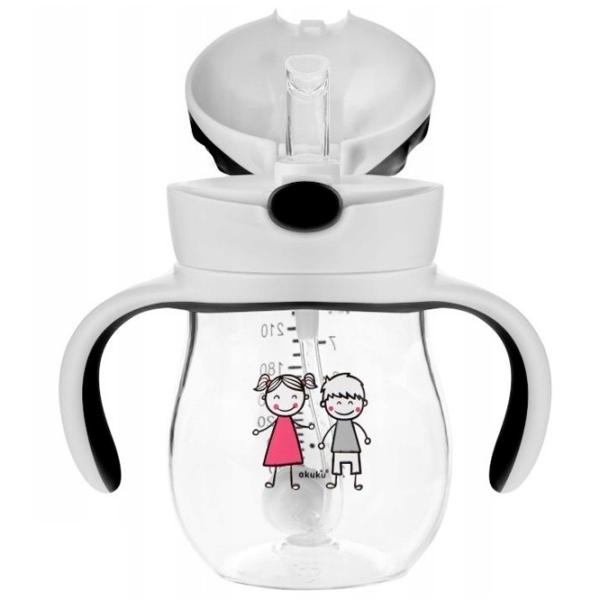 Sticluță cu pai Akuku A0034 250 ml 12 luni/ Plastic/ White photo 2