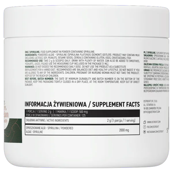 Витамины и минералы OstroVit Spiruline (5903246225877) 1000 photo 2 Витамины и минералы OstroVit Spiruline (5903246225877) 1000 photo 2