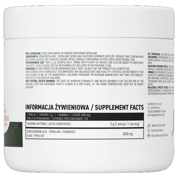 Витамины и минералы OstroVit Spiruline (5903246225877) 1000 photo 2 Витамины и минералы OstroVit Spiruline (5903246225877) 1000 photo 2