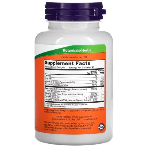 Витамины и минералы Now Foods PROSTATE SUPPORT (733739033406) 90 капсул photo 2