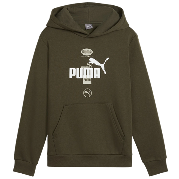 Hanorac pentru băieți Puma Power Graphic Fl B Dark Olive Green photo 1