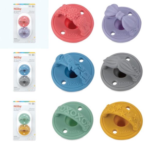Suzetă cu tetina rotundă Nuby NV02007S Unisex/ 3 luni -/ Silicon/ Multicolor photo 1