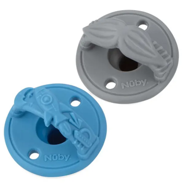 Suzetă cu tetina rotundă Nuby NV02007S Unisex/ 3 luni -/ Silicon/ Multicolor photo 2