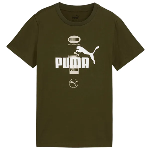 Tricou pentru băieți Puma Power Graphic Tee B 152/ Dark Olive photo 1