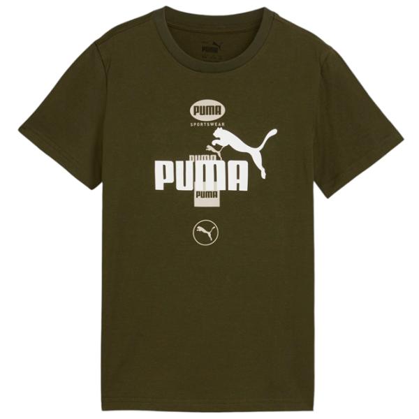 Tricou pentru băieți Puma Power Graphic Tee B 152/ Dark Olive photo 1