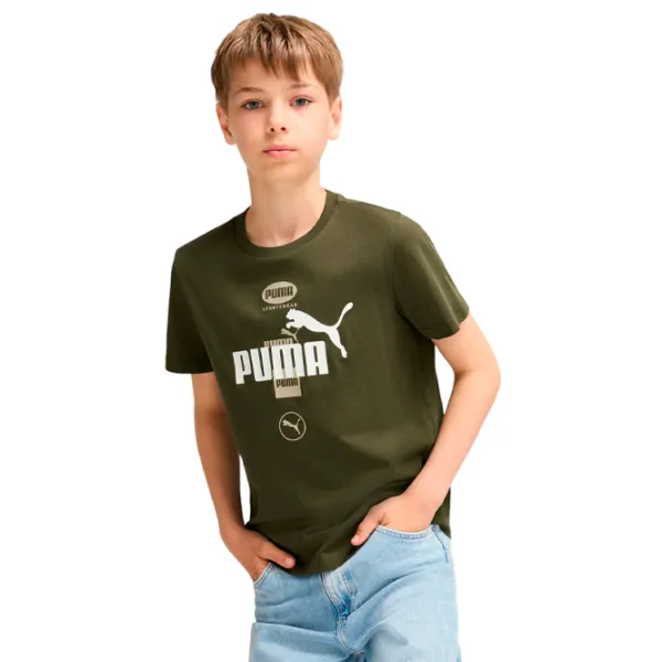 Tricou pentru băieți Puma Power Graphic Tee B 152/ Dark Olive photo 2