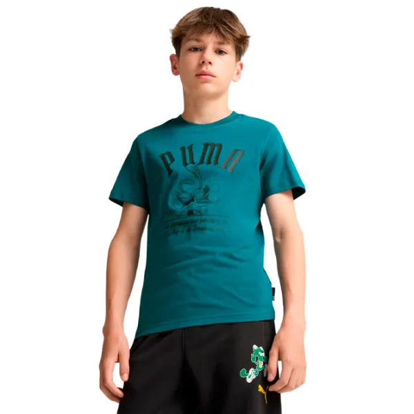 Футболка для мальчиков Puma Graphics Super Break Tee B 164/ Cold Green photo 3