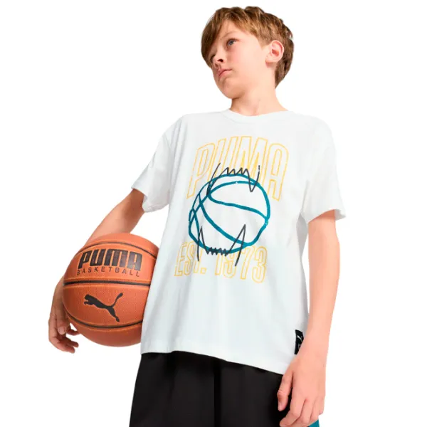 Tricou pentru băieți Puma Basketball Winning Shot Tee B 140/ White photo 3 Tricou pentru băieți Puma Basketball Winning Shot Tee B 140/ White photo 3