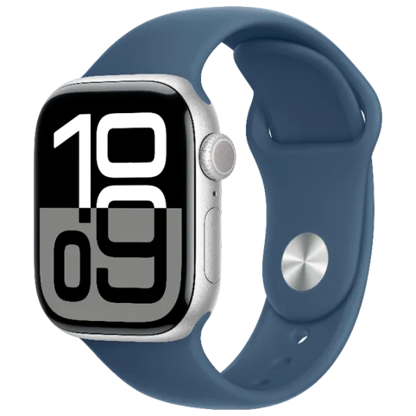 Ceas inteligent Apple Watch Series 10  1.77" / 42 mm / Silver - Denim / MWWA3QI/A photo 1