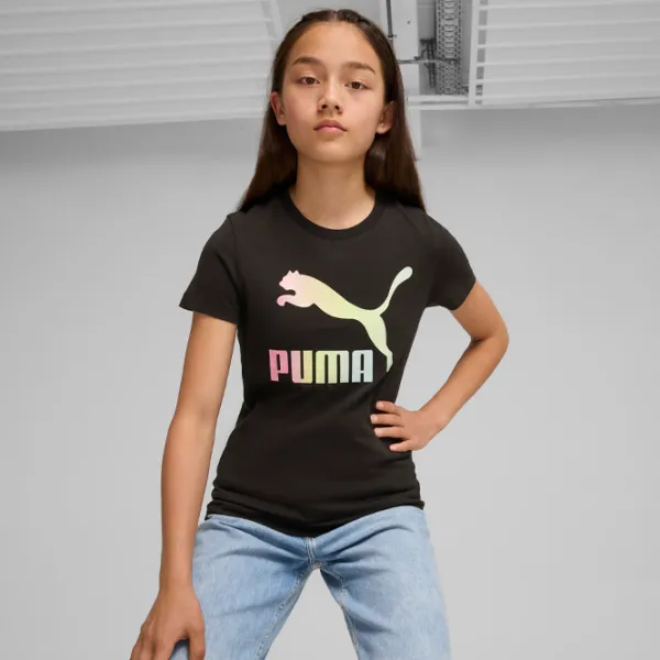 Футболка для девочек Puma Classics Shiny Color Logo Tee G  / Черный photo 2