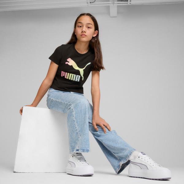 Футболка для девочек Puma Classics Shiny Color Logo Tee G  / Черный photo 5