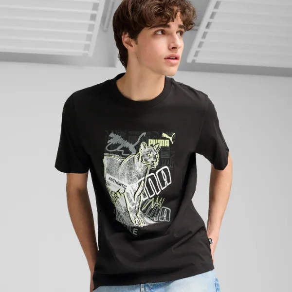 Tricou pentru bărbați Puma Graphics Photoprint Tee 100% bumbac/ Black photo 3