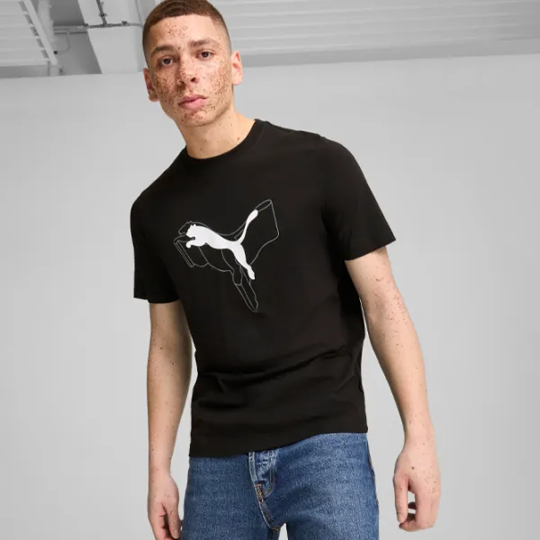 Футболка для мужчин Puma Ess+ Logo Lab Cat Tee 100% хлопок/ Black photo 2
