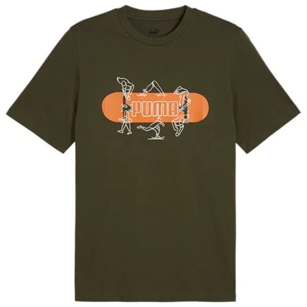 Tricou pentru bărbați Puma Graphics Skateboard Tee 100% bumbac/ Olive Green photo 1