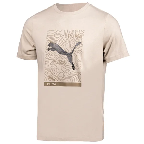 Tricou pentru bărbați Puma OPEN ROAD Graphic Tee 100% bumbac/ Light Brown photo 1