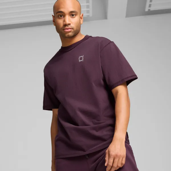 Tricou pentru bărbați Puma Pivot Tee 2.0 100% bumbac/ Plum photo 3
