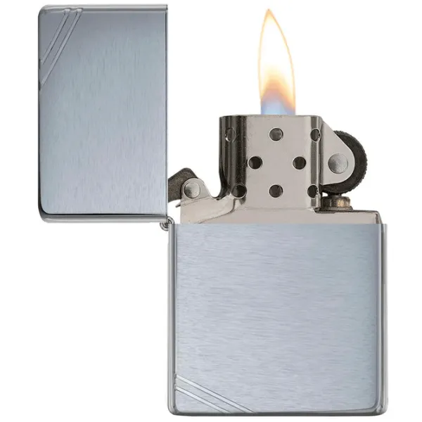 Brichetă Zippo Brushed Chrome Vintage with Slashes Silver/ Alamă photo 3