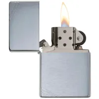Зажигалка Zippo Brushed Chrome Vintage with Slashes Серебристый/ Латунь photo 3
