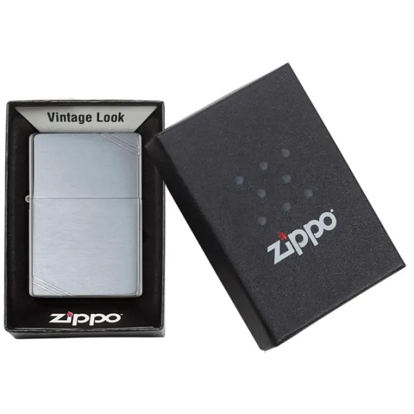 Brichetă Zippo Brushed Chrome Vintage with Slashes Silver/ Alamă photo 5
