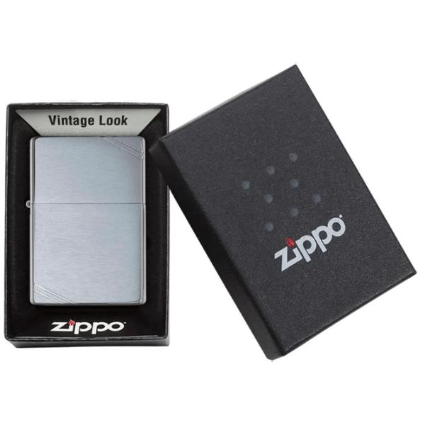 Brichetă Zippo Brushed Chrome Vintage with Slashes Silver/ Alamă photo 5