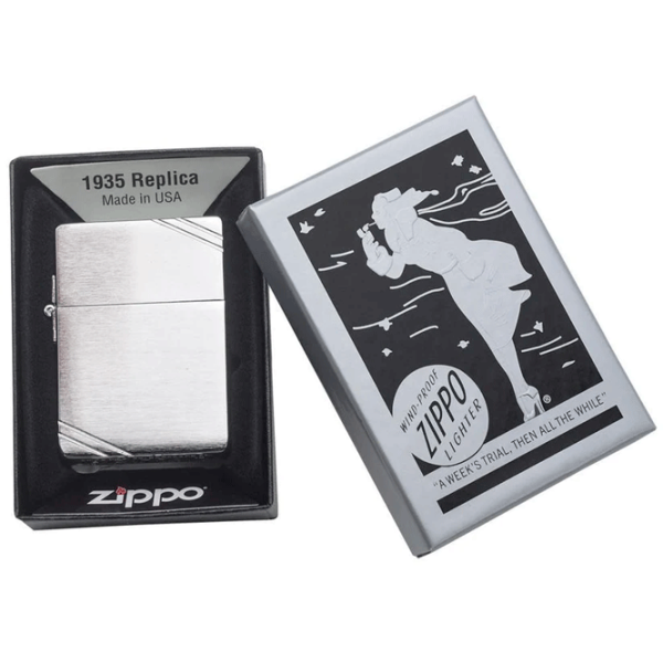 Brichetă Zippo 1935 Replica with Slashes Silver/ Alamă photo 5
