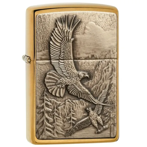 Brichetă Zippo Soaring Eagles Auriu/ Alamă photo 2