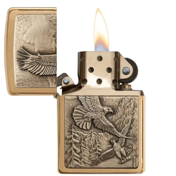Brichetă Zippo Soaring Eagles Auriu/ Alamă photo 3