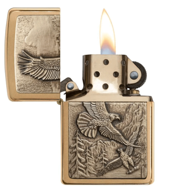Brichetă Zippo Soaring Eagles Auriu/ Alamă photo 3