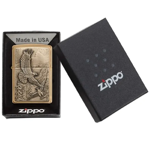 Brichetă Zippo Soaring Eagles Auriu/ Alamă photo 4