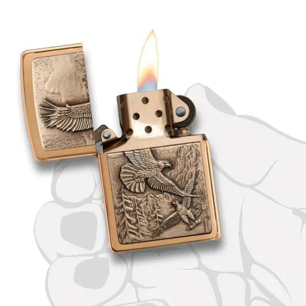 Brichetă Zippo Soaring Eagles Auriu/ Alamă photo 5
