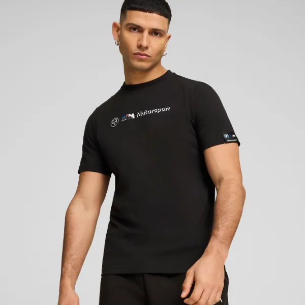 Футболка для мужчин Puma BMW MMS LOGO TEE+ 100% хлопок/ Black photo 2