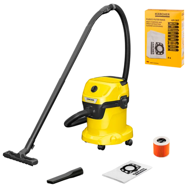 Моющий пылесос KARCHER WD3 1.628-122.01 + Фильтр 2.863-314.0 1000 Вт / Черный Желтый photo 1
